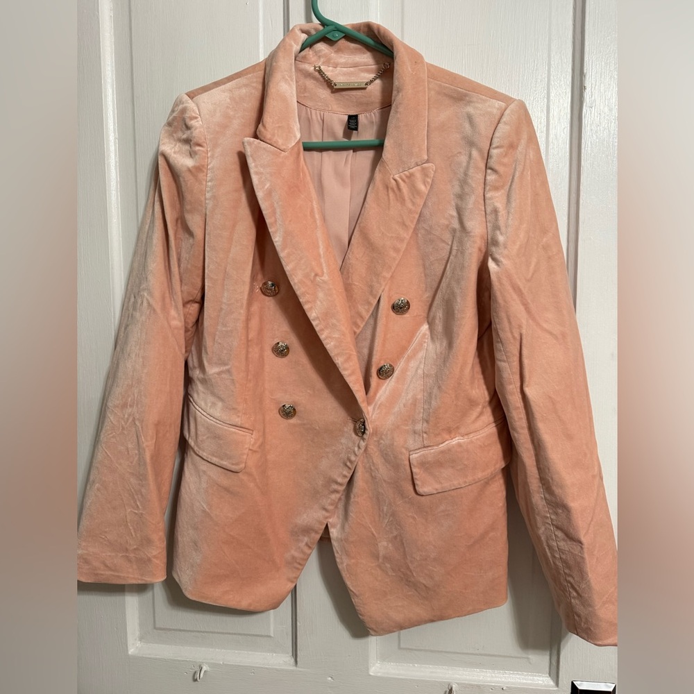White House black market Women's Pink Velvet trophy Blazer